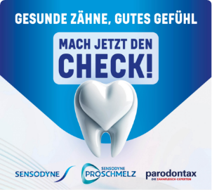 Bild der Zahnreinigungs Aktion von Sensodyne, Proschmelz und Paradontax
